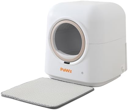 PaWz Smart Cat Litter Box Automatic Self-Cleaning with App Remote Control, Extra Large 60L Cat Litter Tray with Aromatherapy Gel,1 Roll Waste Bag, Robotic Kitty Toilet Boxes White, Large Space