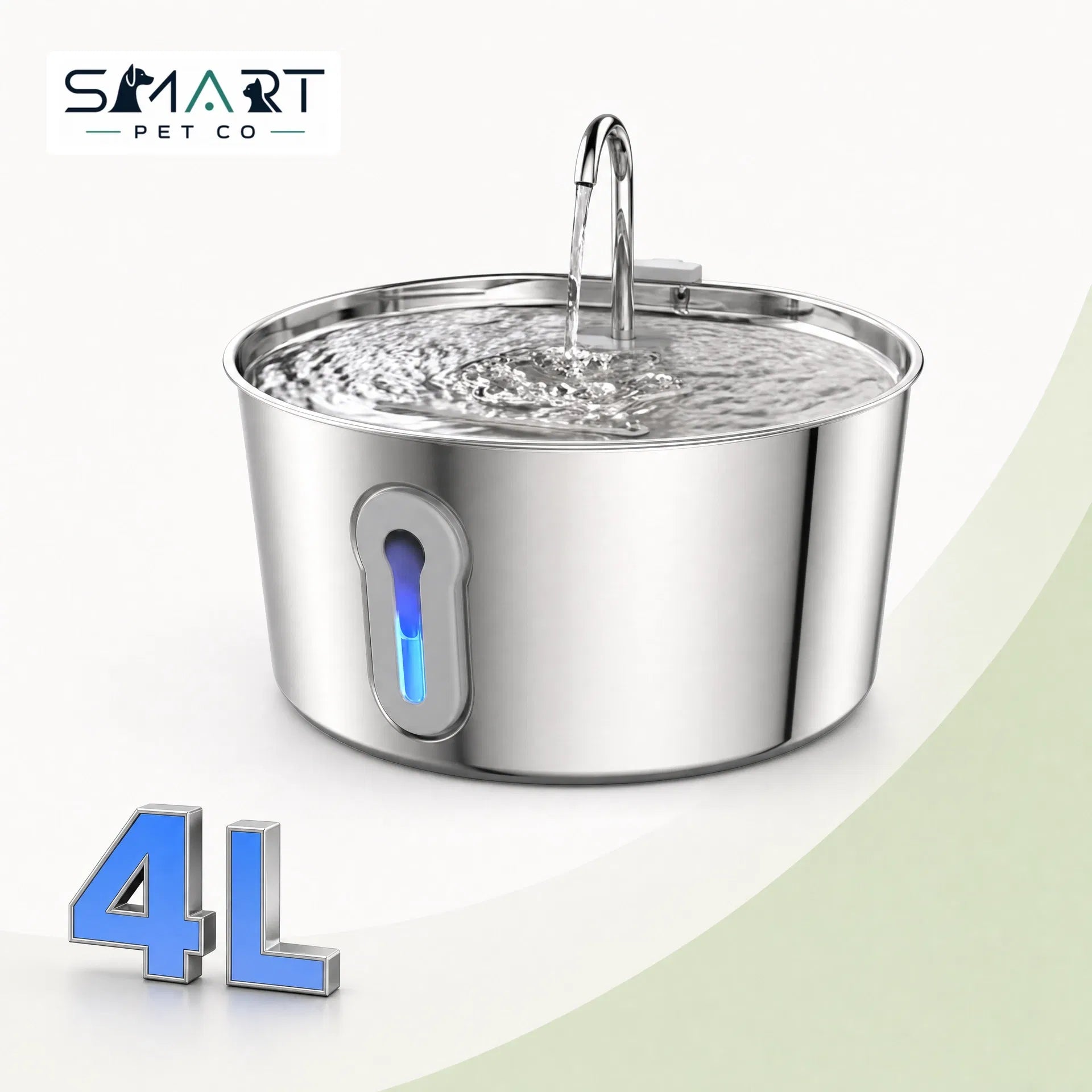 Pet water fountain with 'Smart Pet Co' branding and '4L' label on a white background
