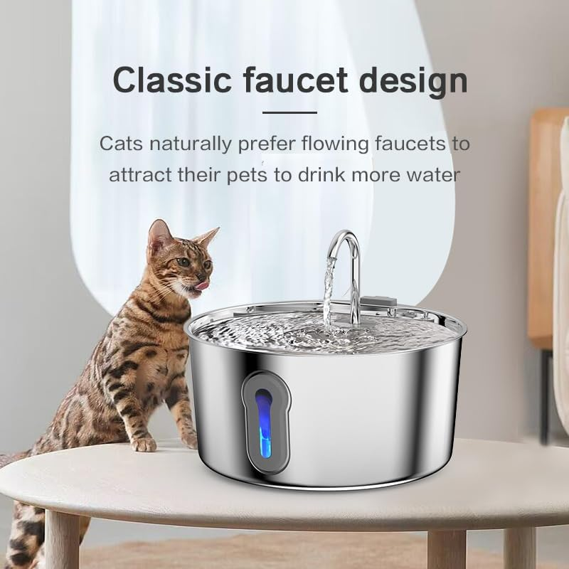 Water Fountain Stainless Steel - 135oz/4L Pet Fountain