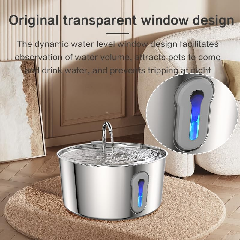 Water Fountain Stainless Steel - 135oz/4L Pet Fountain