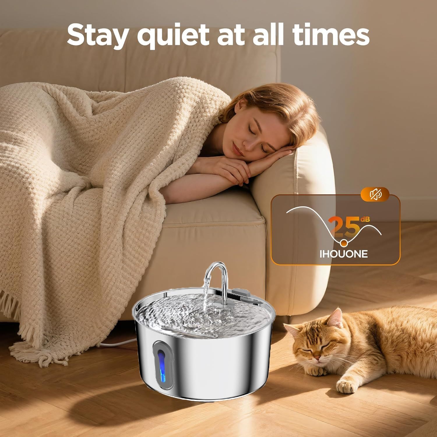 Water Fountain Stainless Steel - 135oz/4L Pet Fountain