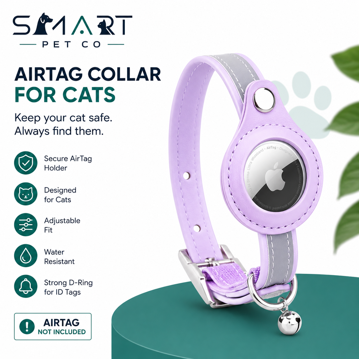 Reflective Leather Cat Collar