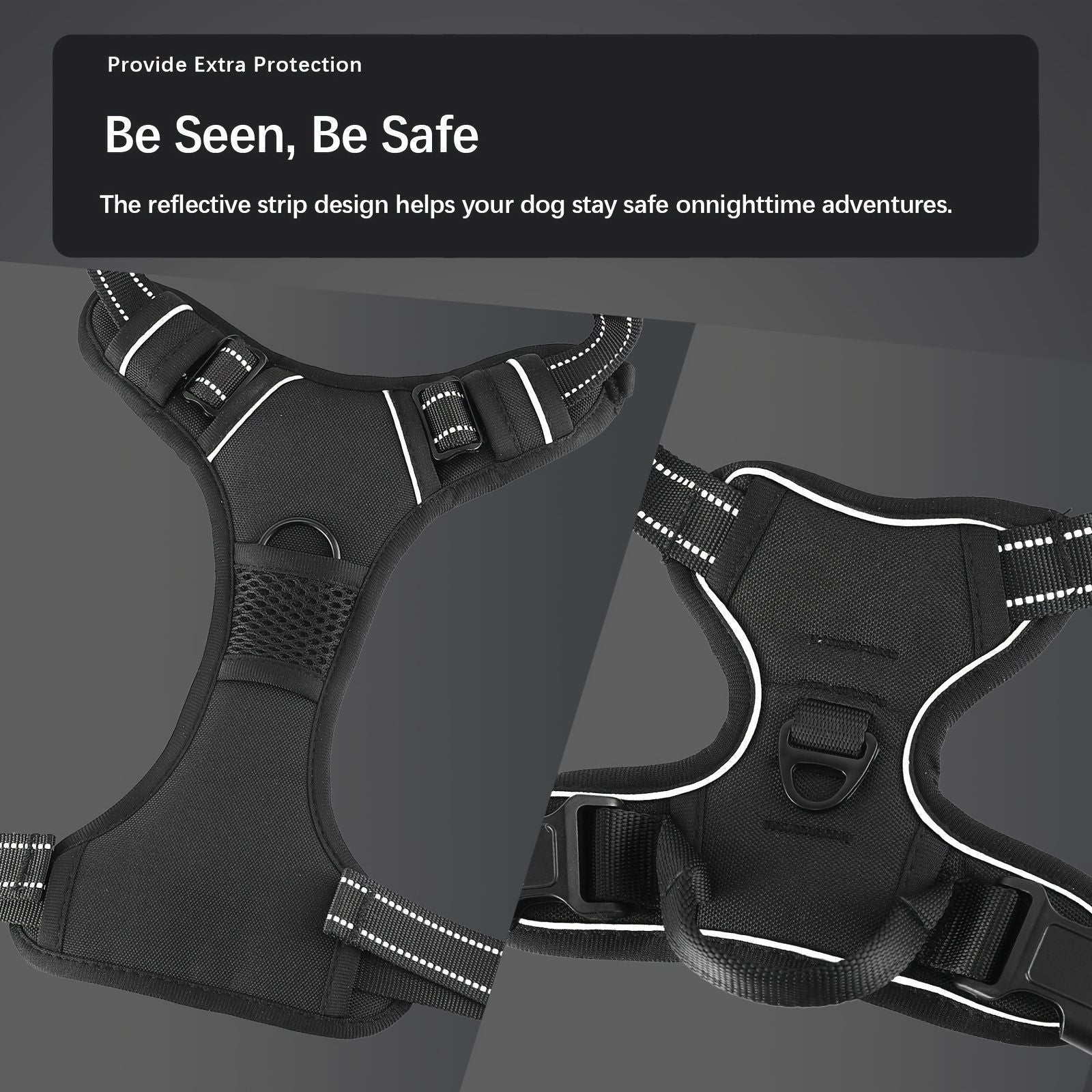 No-Pull Dog Harness | Front & Back Clip, Breathable Mesh, Neck 56–82cm, Chest 78–96cm