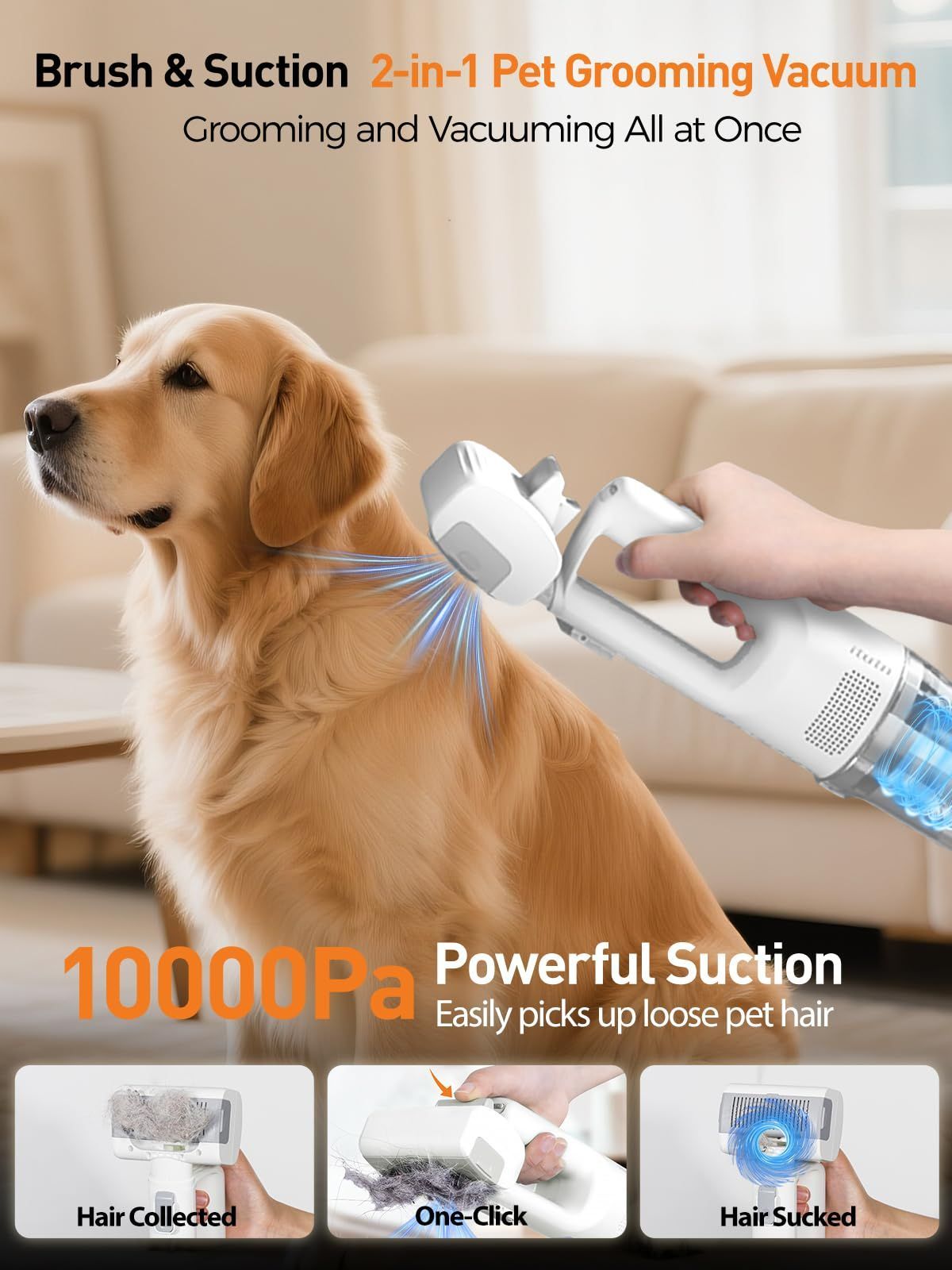 Pet Grooming Vacuum Dog Grooming Vacuum Cat Hair Removal Tool Slicker Brush Set