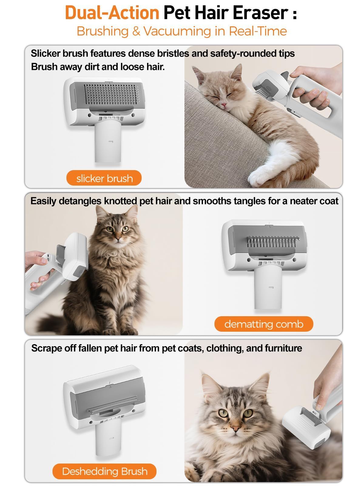 Pet Grooming Vacuum Dog Grooming Vacuum Cat Hair Removal Tool Slicker Brush Set
