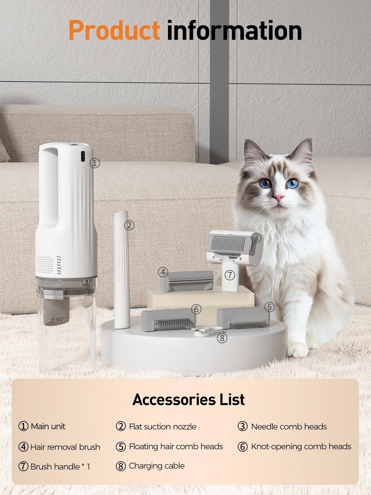 Pet Grooming Vacuum Dog Grooming Vacuum Cat Hair Removal Tool Slicker Brush Set