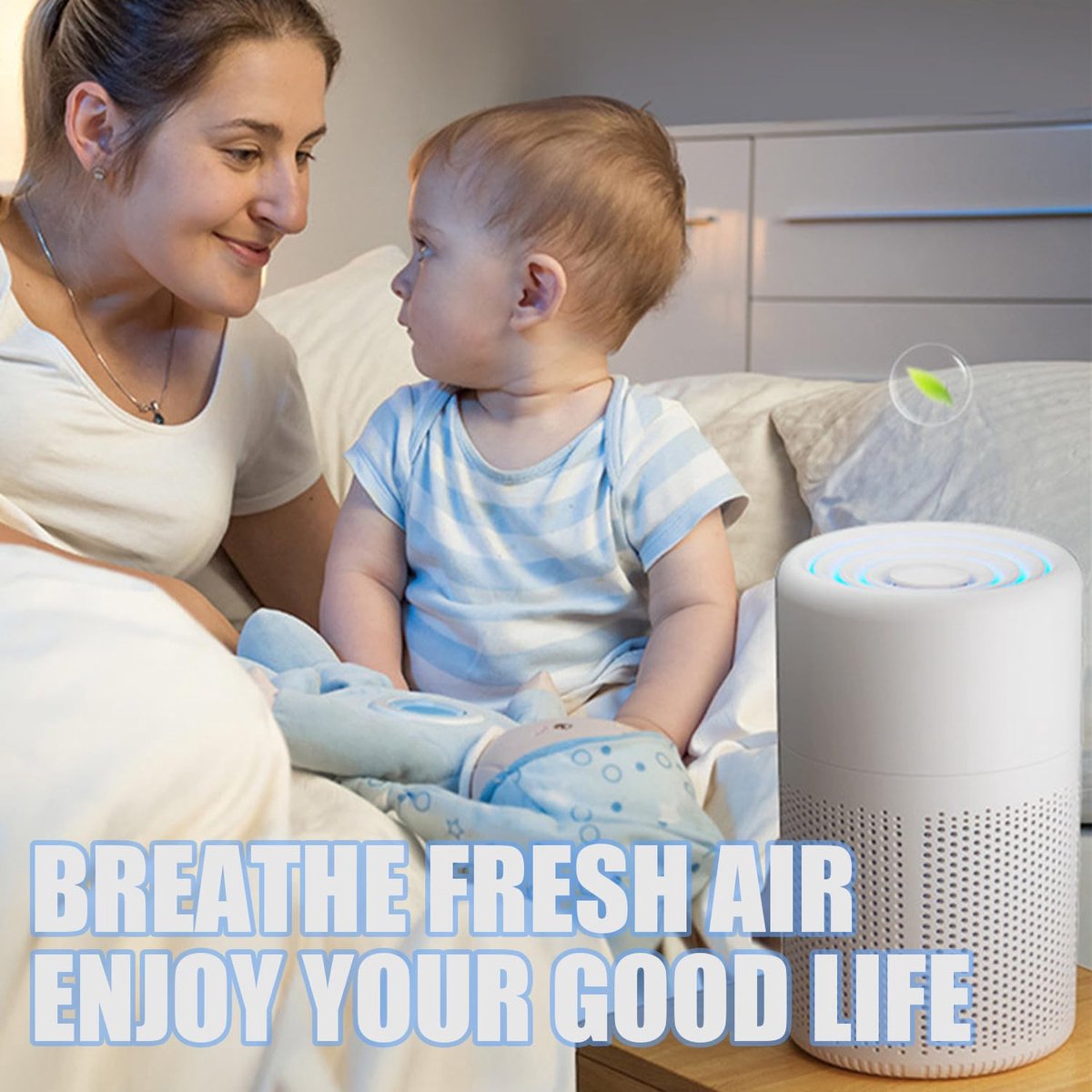 Air purifier - Home air purifier - With filter - Ultra quiet 37 dB - Portable air purifier - Eliminates pet dander, dust, mold, pollen, odors and smoke