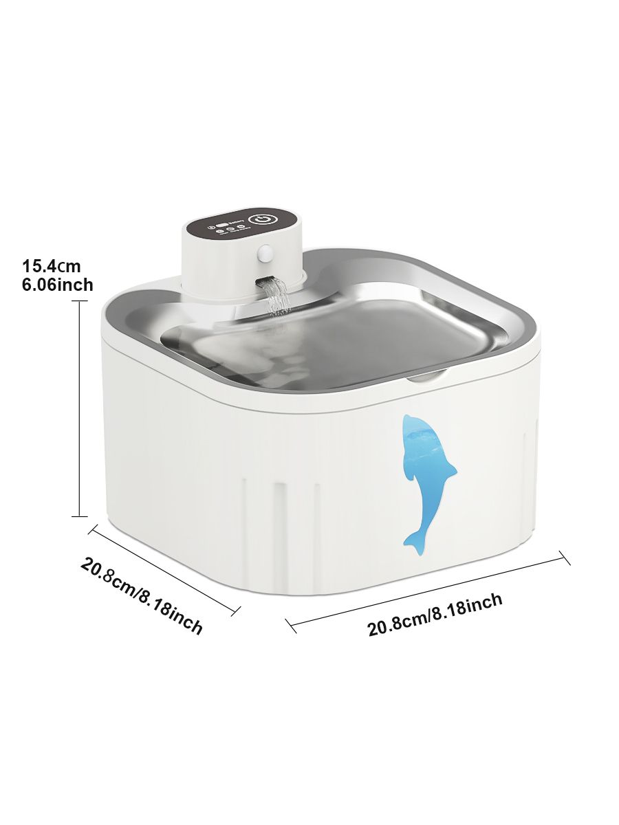 Water Fountain Waterer 3L/101oz, Wireless & USB Rechargeable Pet Water Fountain with Stainless Steel Lid, Smart Infrared Motion Sensor, Ultra Quiet, Easy Clean