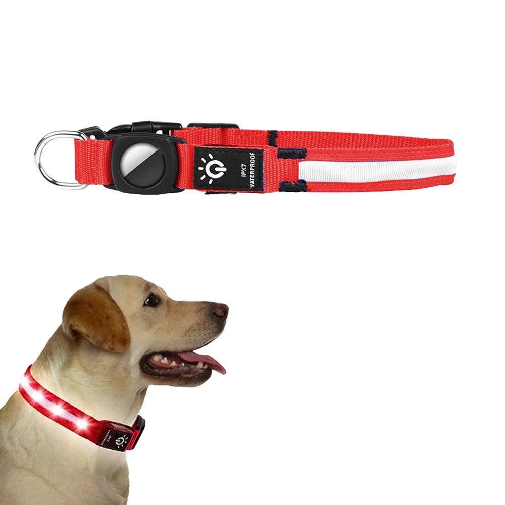 Luminous LED Pet Dog Collar Light-up USB Rechargeable Dog Collar Red - S