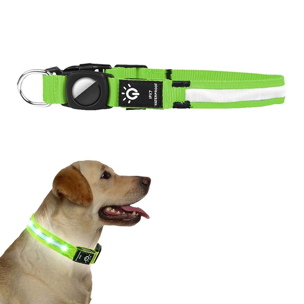 Luminous LED Pet Dog Collar Light-up USB Rechargeable Dog Collar Green - M