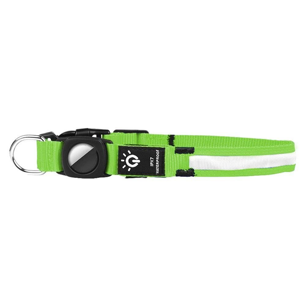 Luminous LED Pet Dog Collar Light-up USB Rechargeable Dog Collar Green - M