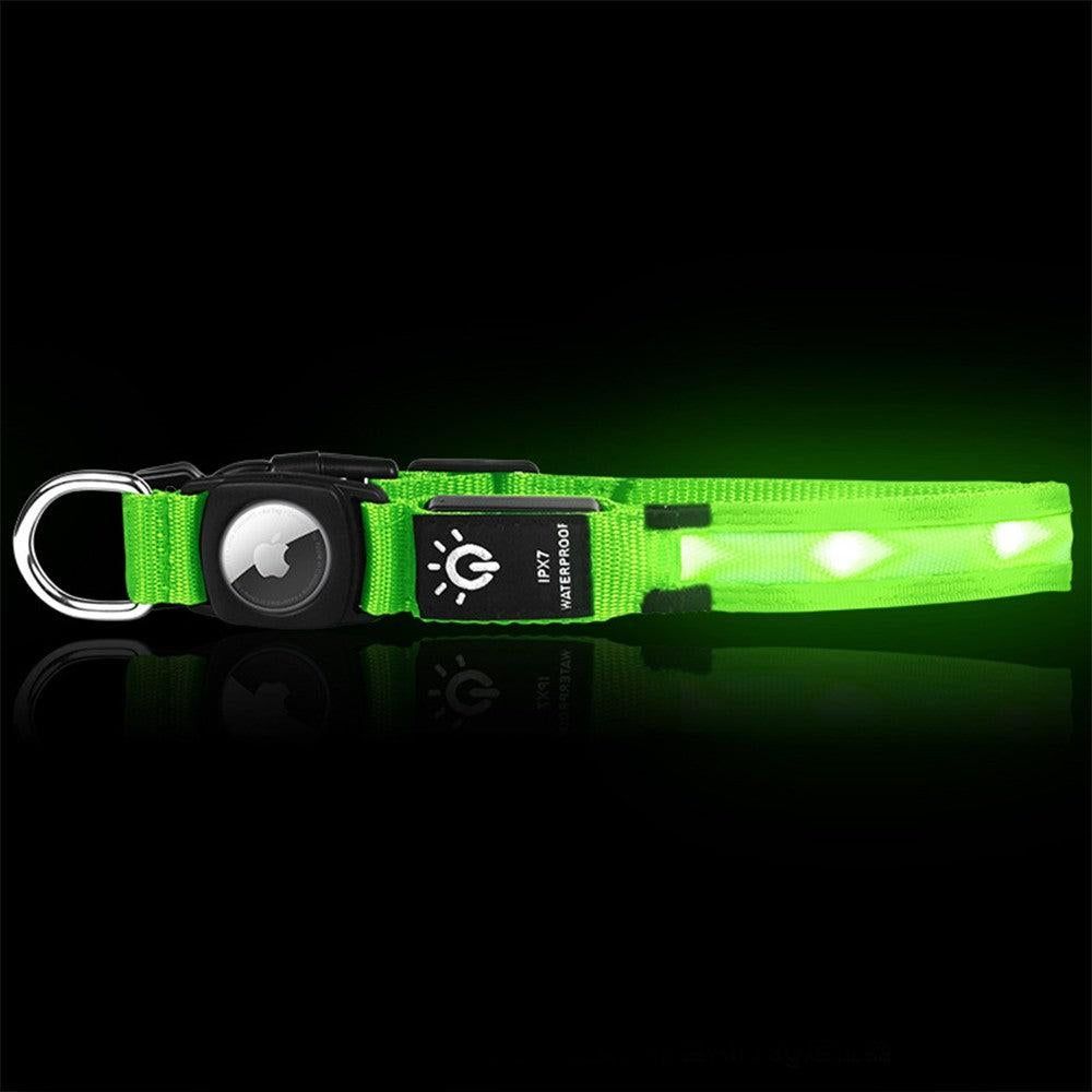 Luminous LED Pet Dog Collar Light-up USB Rechargeable Dog Collar Green - M