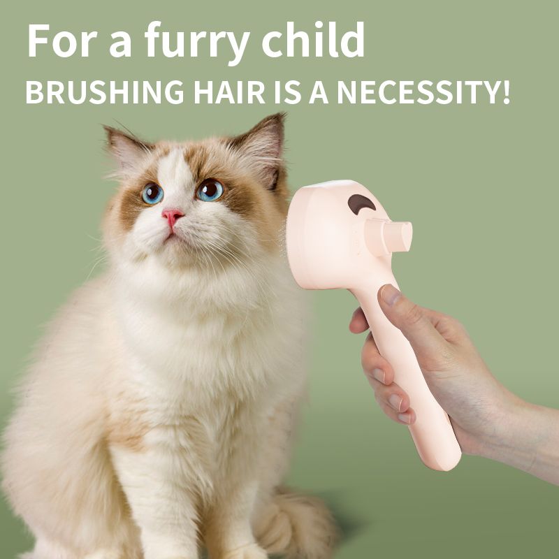 Rechargeable Pet Massage Comb with Spray, Anti-Shedding, Detangling, and Cleaning Comb - White