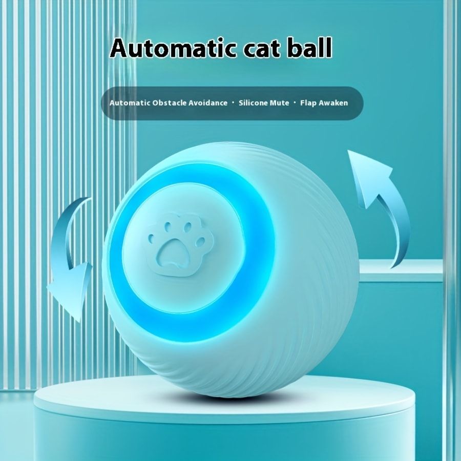 Interactive Rolling Cat Toy Ball with Automatic Movement, Bounce & Spin, USB Rechargeable for Indoor Play, Stimulates Hunting Instincts (Pink)