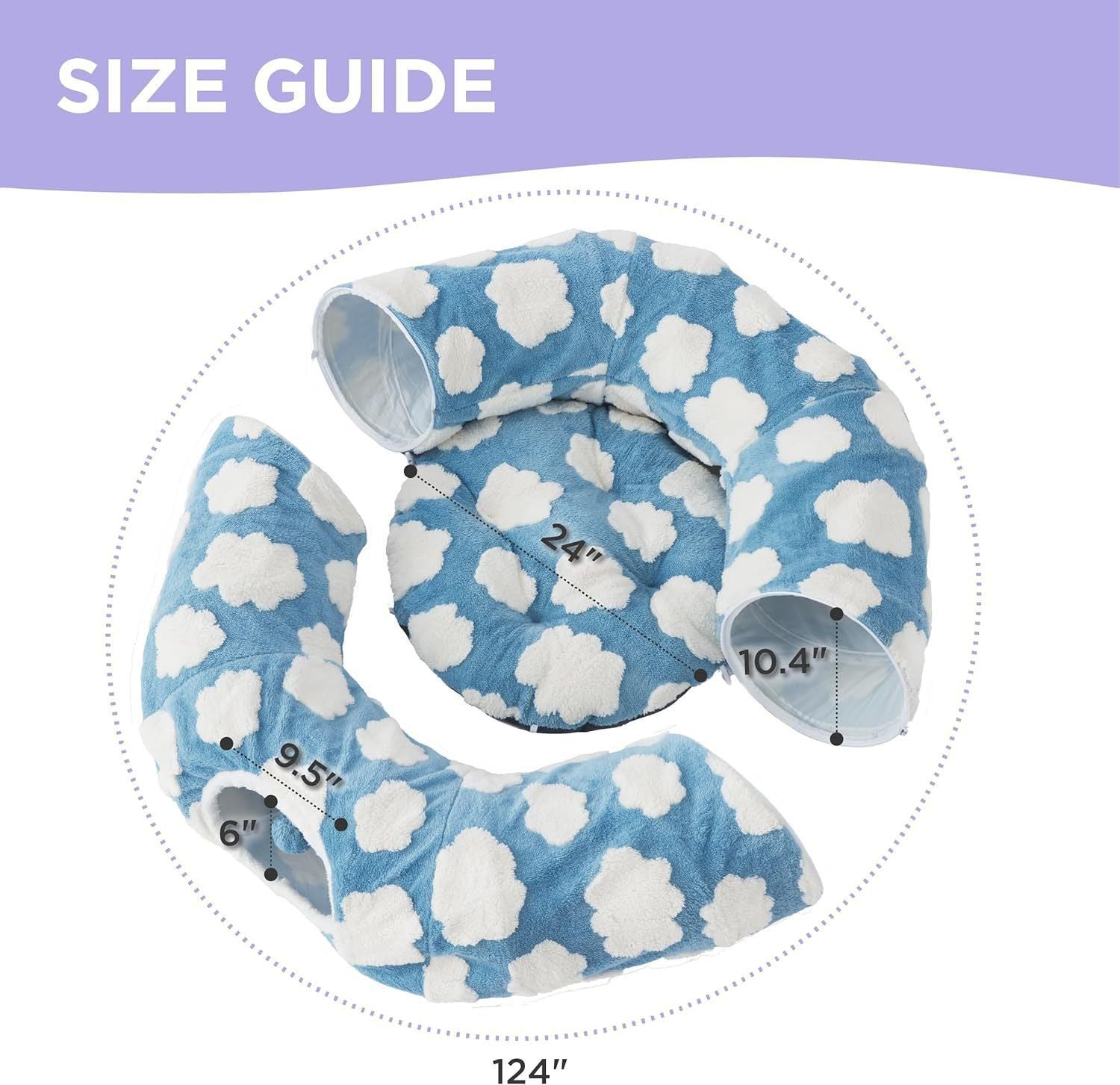 2-in-1 Plush Donut Cat Tunnel Bed, Checkered Pattern Pet Cave with Interactive Hanging Ball, Non-Slip Bottom, Foldable Design for Indoor Cats and Kittens (Coffee)