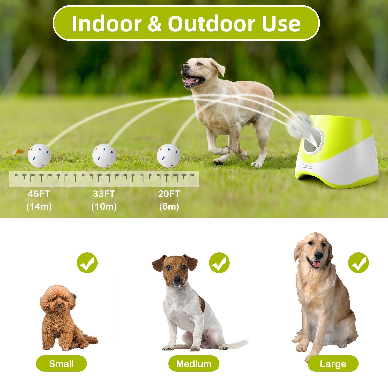 Automatic Dog Tennis Ball Launcher for Indoor & Outdoor Play, Adjustable 3-Speed Thrower with 3 Durable Chew Balls, Rechargeable Fetch Machine for Small, Medium, and Large Dogs (Blue)
