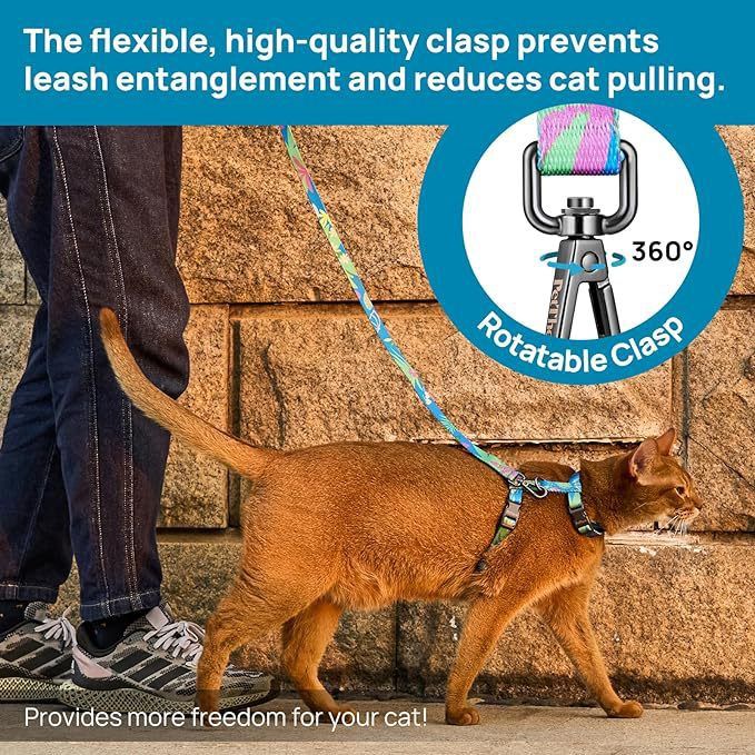 Adjustable Anti-Escape Cat Harness and Leash Set – Soft, Breathable, and Lightweight for Safe Outdoor Adventures with Your Feline Friend (Blue)