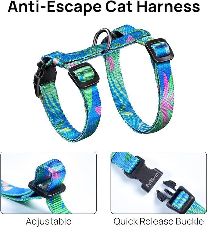 Adjustable Anti-Escape Cat Harness and Leash Set – Soft, Breathable, and Lightweight for Safe Outdoor Adventures with Your Feline Friend (Pink)
