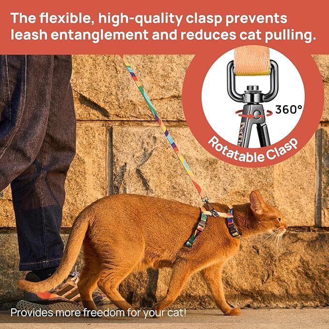 Adjustable Anti-Escape Cat Harness and Leash Set – Soft, Breathable, and Lightweight for Safe Outdoor Adventures with Your Feline Friend (Pink)