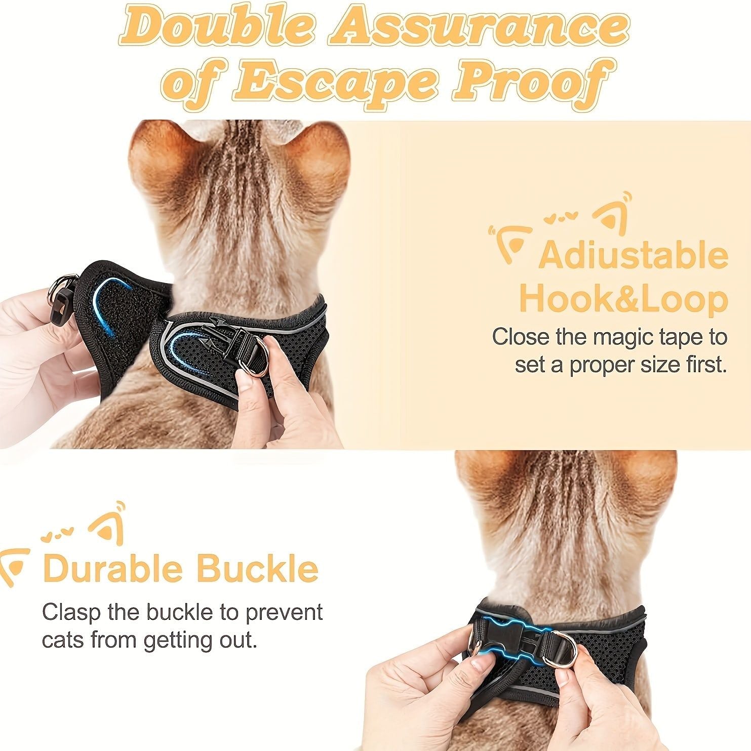 Escape-Proof Cat Harness and Leash Set with Reflective Soft Mesh Vest for Safe Outdoor Adventures with Your Feline Friend (M, Green)