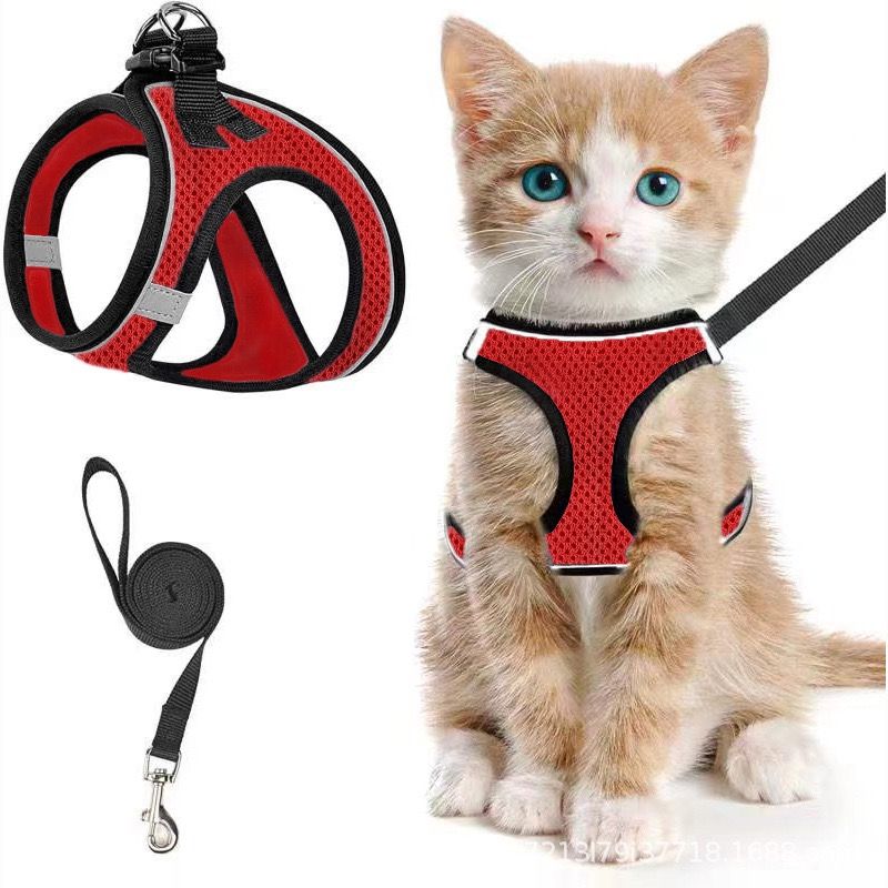 Escape-Proof Cat Harness and Leash Set with Reflective Soft Mesh Vest for Safe Outdoor Adventures with Your Feline Friend (S, Purple)