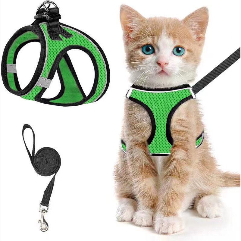 Escape-Proof Cat Harness and Leash Set with Reflective Soft Mesh Vest for Safe Outdoor Adventures with Your Feline Friend (S, Purple)