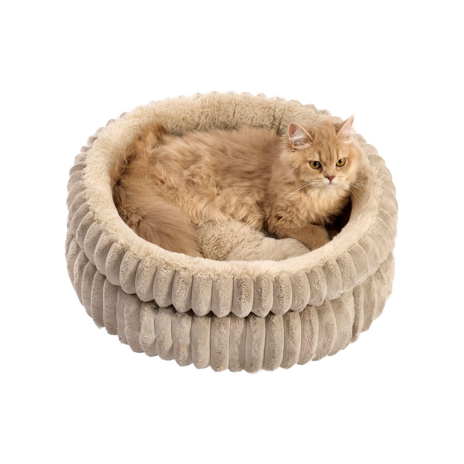 Brown Ultra-Soft Thickened - Plush Self-Warming Donut Nest for Cats and Small Dogs