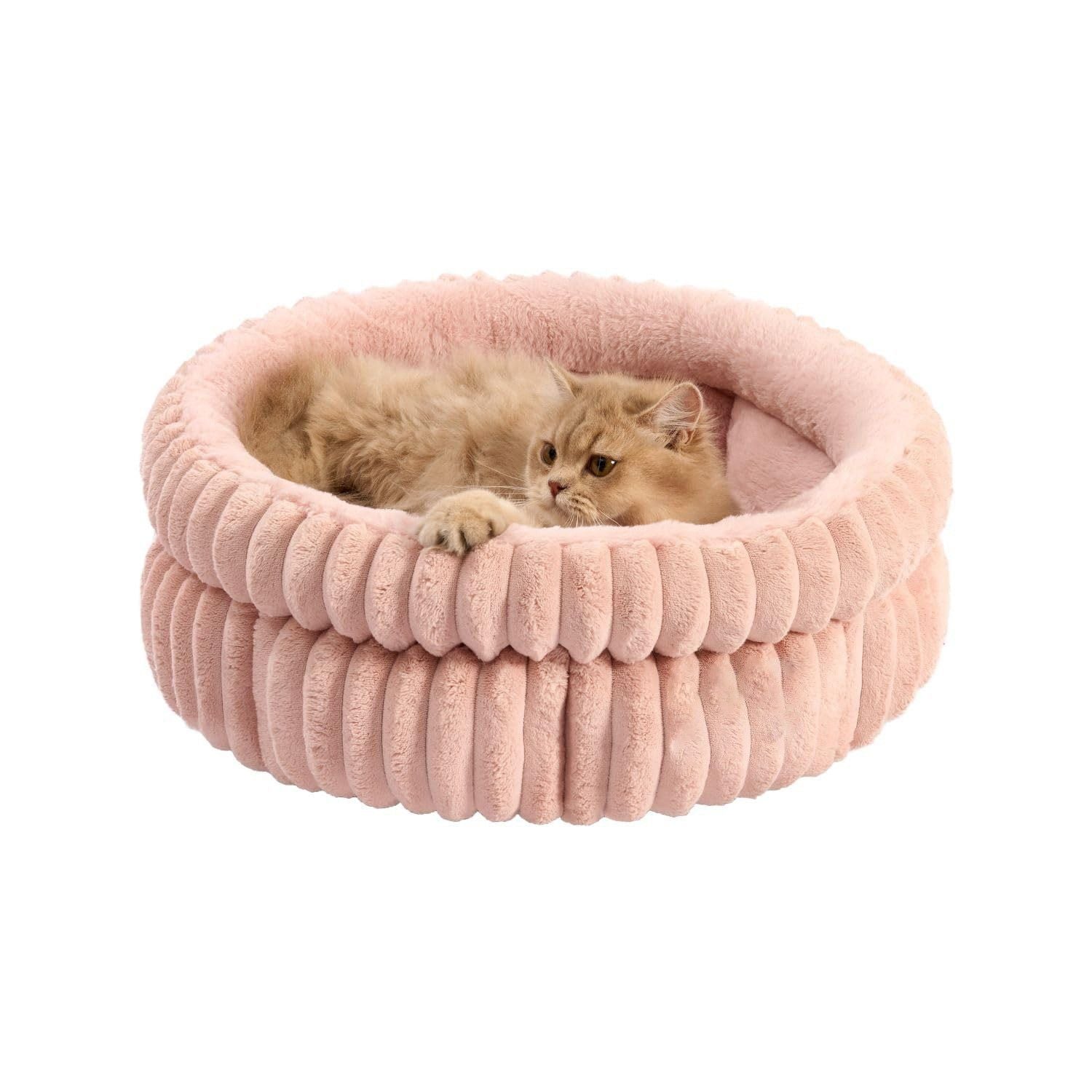 Pink Ultra-Soft Thickened Round - Plush Self-Warming Donut Nest for Cats and Small Dogs