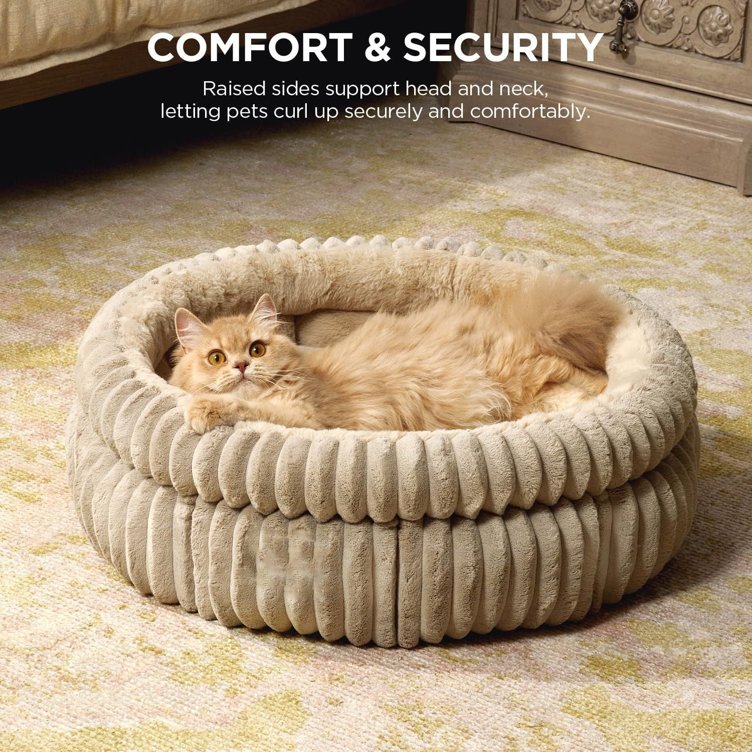 Pink Ultra-Soft Thickened Round - Plush Self-Warming Donut Nest for Cats and Small Dogs