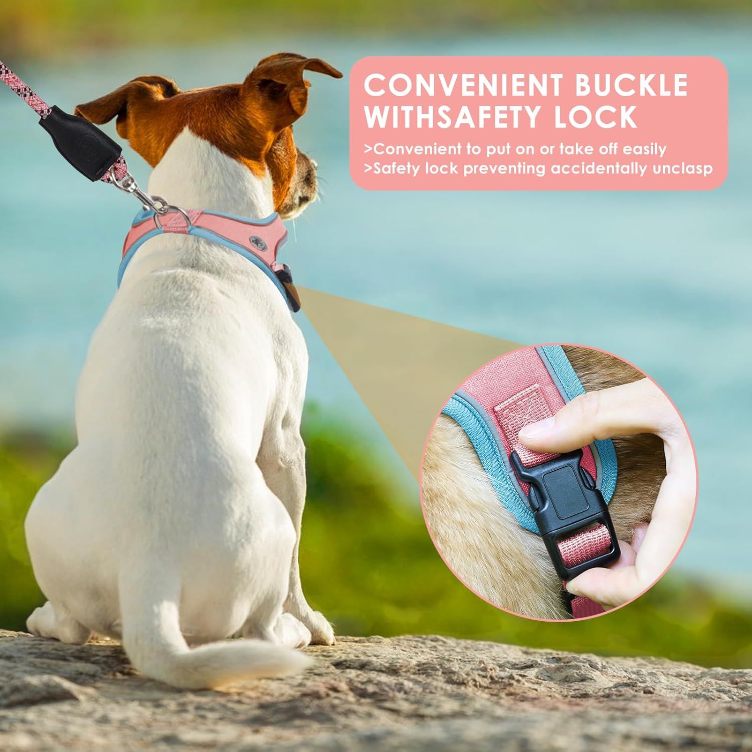 XS Size Pink Waterproof Reflective Saddle-Style Dog Harness & 1.5M Leash Set - Breathable Anti-Choke Escape-Proof Step-In Walking Gear