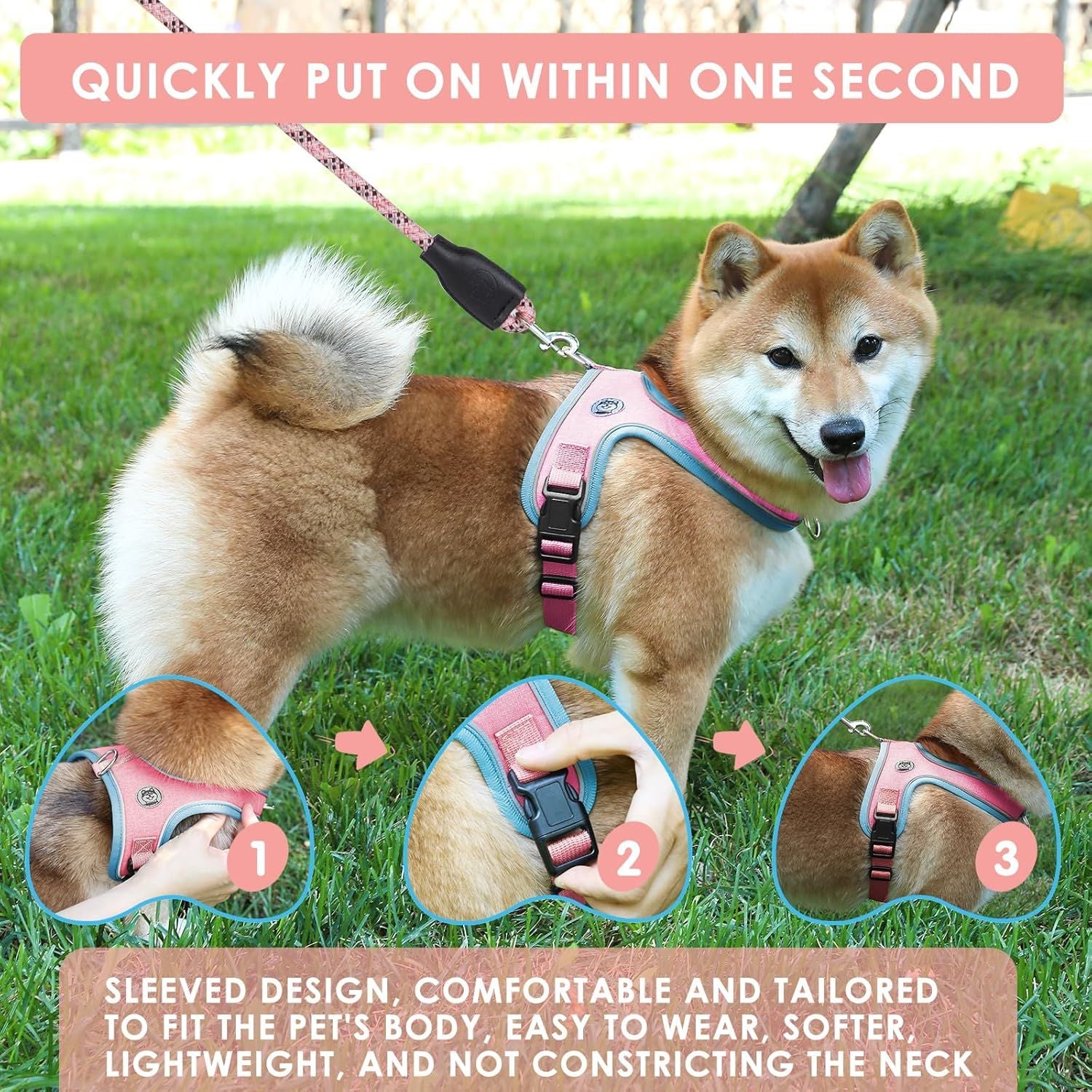 XS Size Grey Waterproof Reflective Saddle-Style Dog Harness & 1.5M Leash Set - Breathable Anti-Choke Escape-Proof Step-In Walking Gear