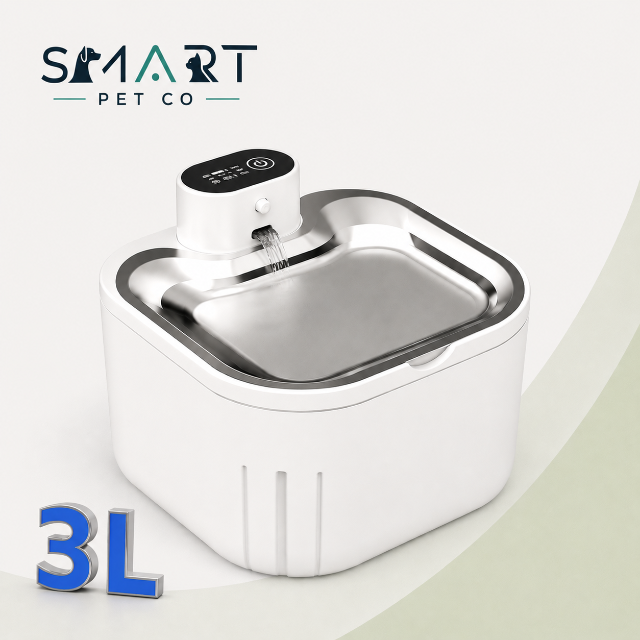 Water Fountain Waterer 3L/101oz, Wireless & USB Rechargeable Pet Water Fountain with Stainless Steel Lid, Smart Infrared Motion Sensor, Ultra Quiet, Easy Clean